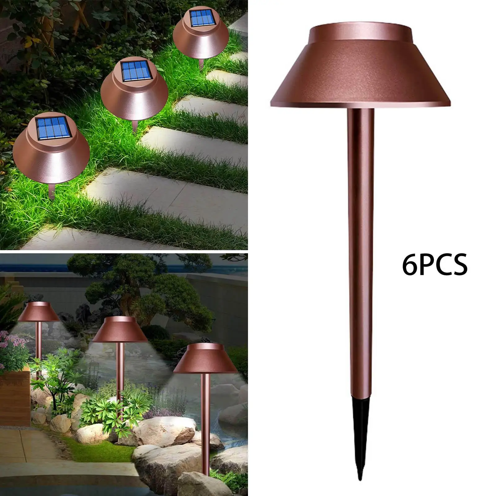 6x Solar Powered Lawn Lights Landscape Lamp, for Lawn Walkway Courtyard Decoration