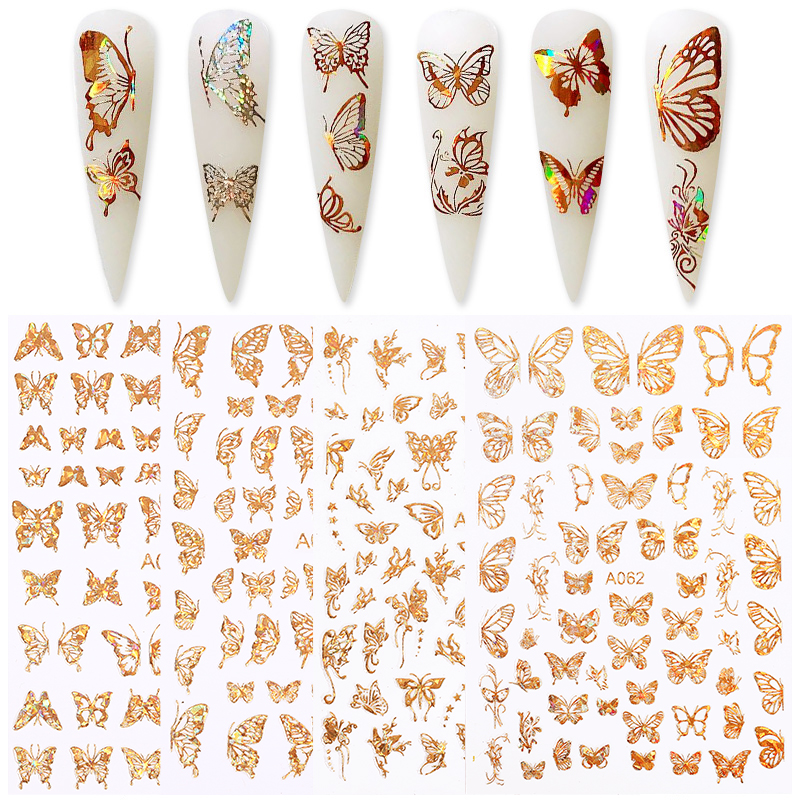 Description Picture 4 of item1pc Golden 3D Butterfly Nail Art Stickers Adhesive Sliders Colorful DIY Nail Transfer Decals Foils Wraps Decoration