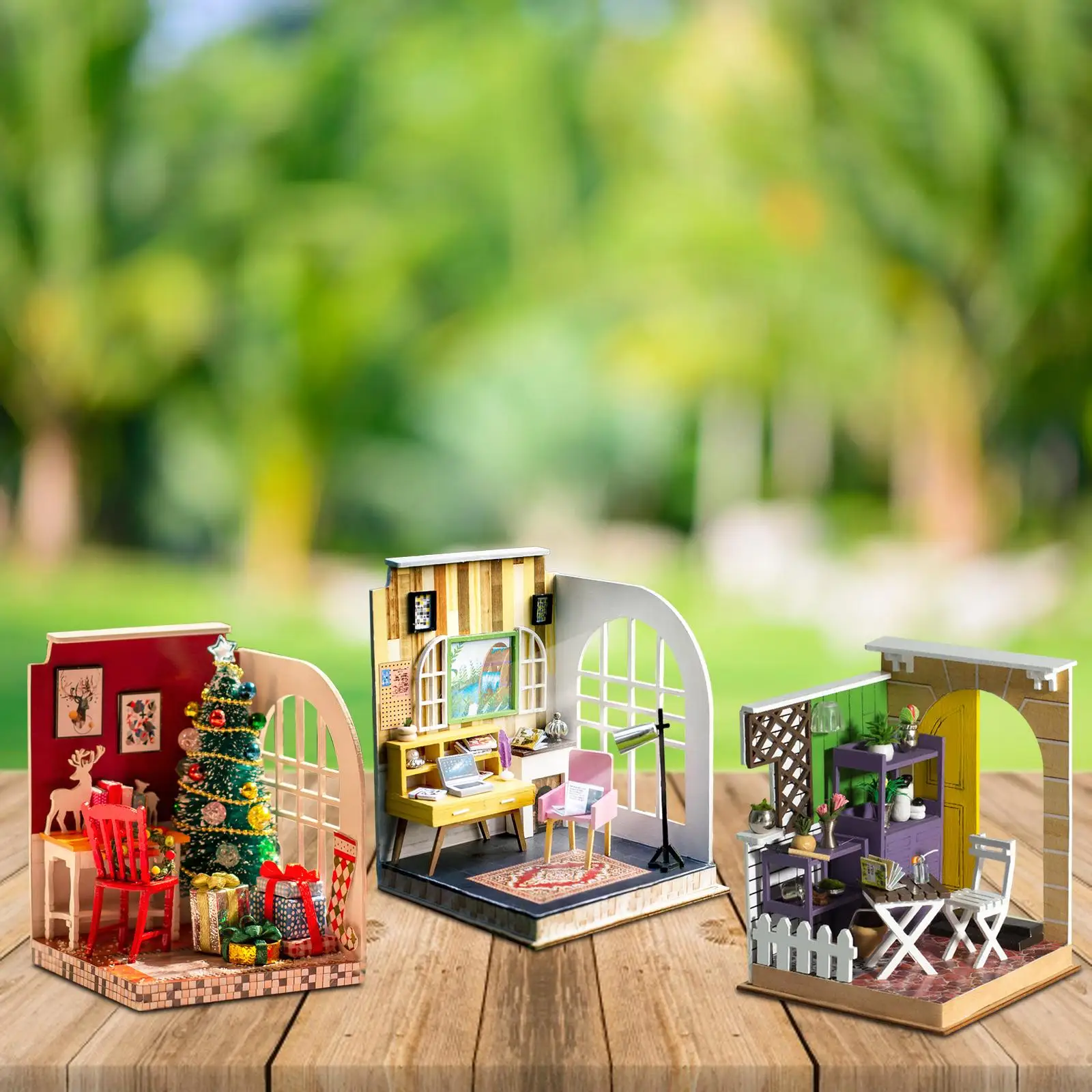 Wooden DIY Miniature Dollhouse Toy 3D Building Puzzle for Toddler Girls Boys Adults New Year Gifts