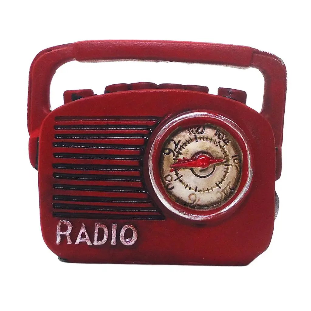 1/12 Miniature Red Color  Vintage Radio Player Dollhouse Decoration