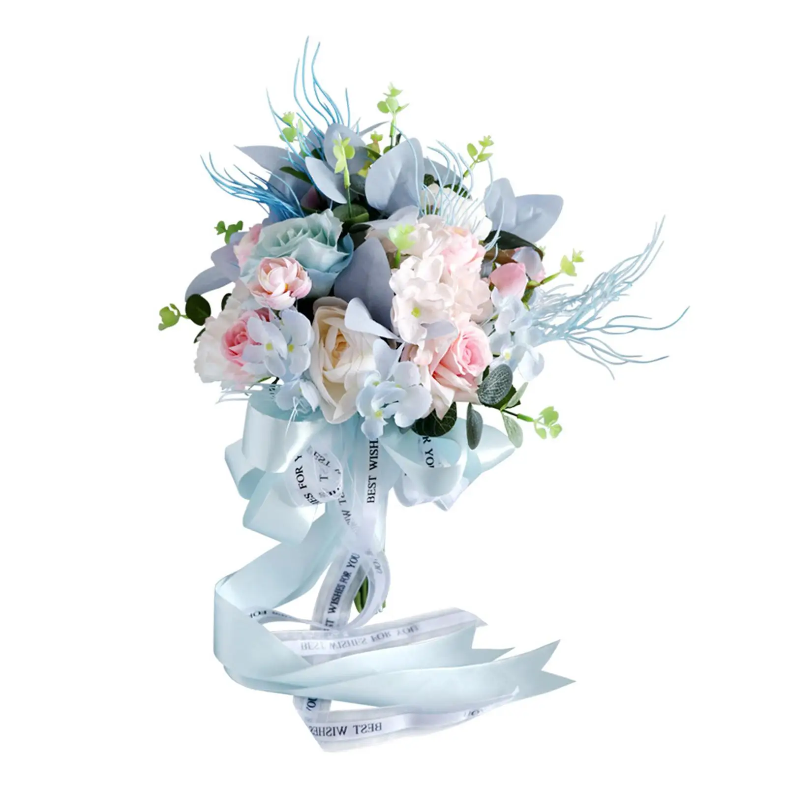 Handmade Wedding Bride Bouquets Eucalyptus with Silk Ribbon Faux for Graduation Decoration #Multipurpose Backdrop