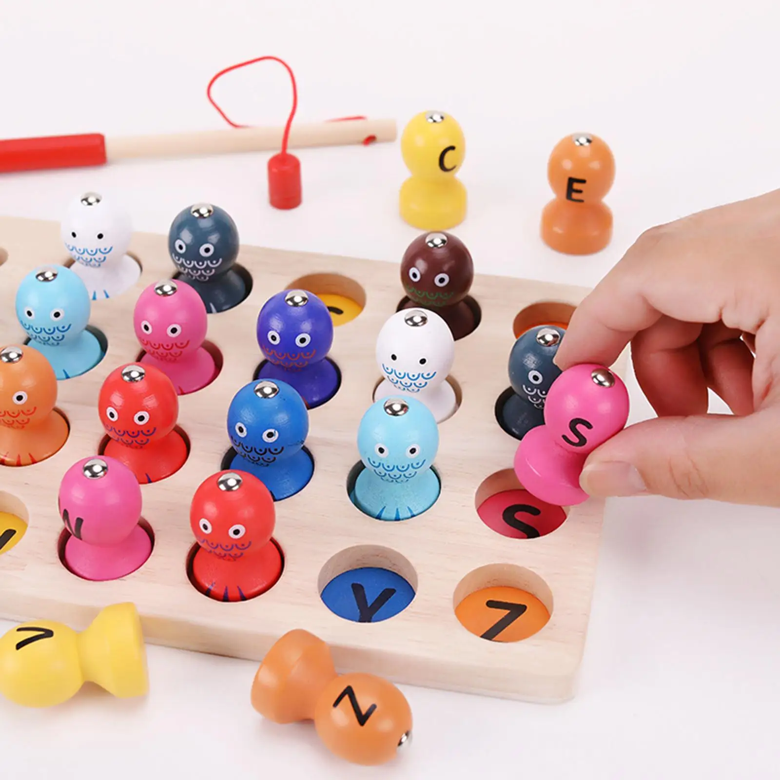 Wooden Magnetic Fishing Game Hands on Abilities Learning Abc Letter Toy for Girls Boys Gift Kindergarten Ages 3 4 5 6 7 8 and up
