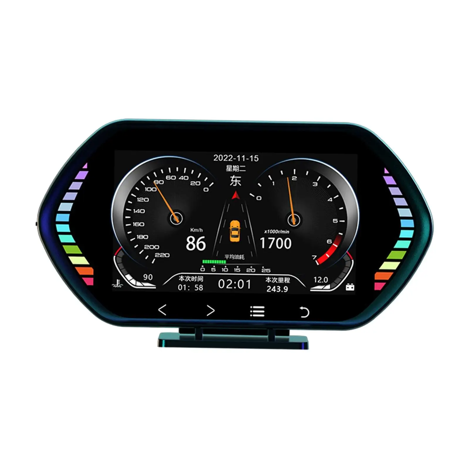 OBD2 Gauge Display with Ambient Light Troubleshooting Multifunctional Car HUD Heads up Display OBD+GPS Smart Gauge for Cars