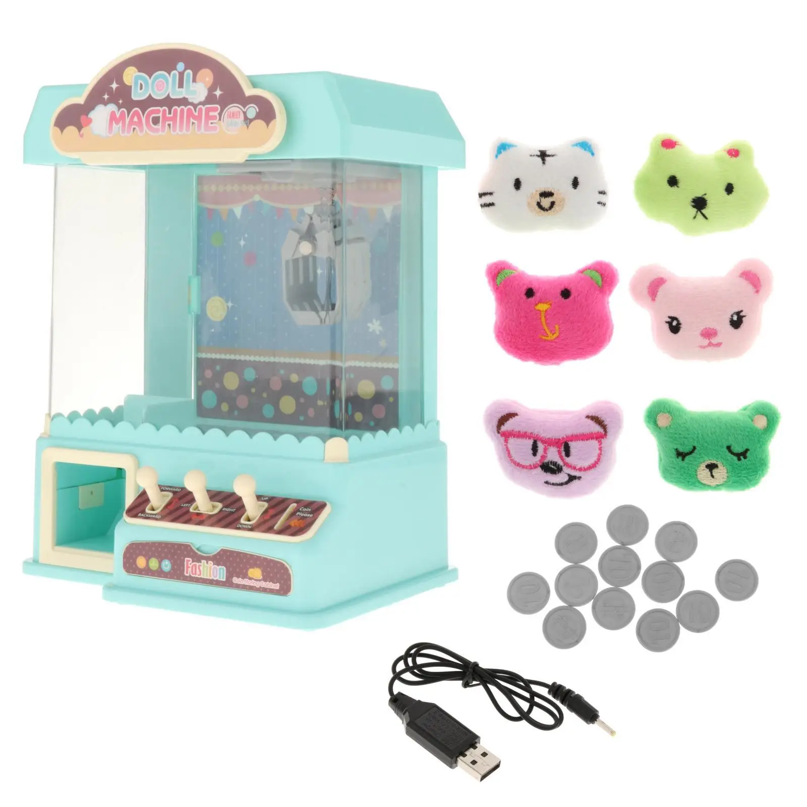 Rechargeable Manual Claw Machine Toy with Lights & Sounds Girl Grab Doll Clip Vending Grabber Machine for Children Kids