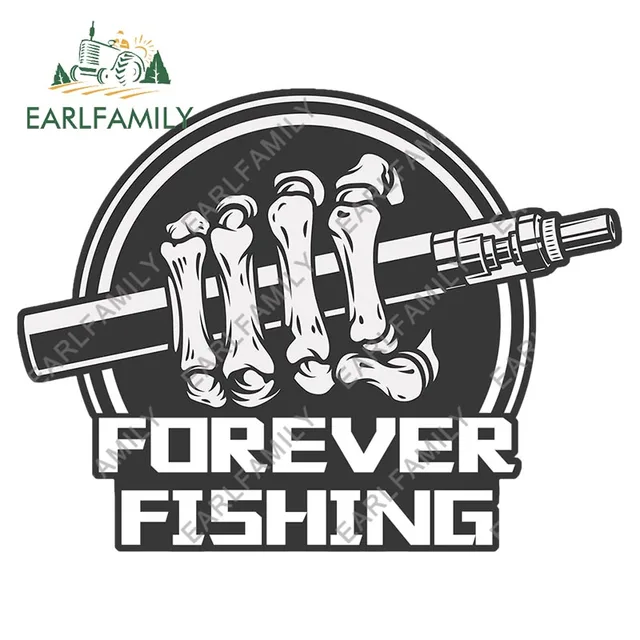 13cm X 12.8cm Forever Fishing Reel Sticker For Tackle Box Toolbox Never Tire Of Fishing Decal Funny Car Stickers YT-67229