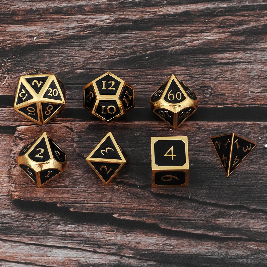 7 Pieces Zinc Alloy Polyhedral DND Dice Sets 7-Die Metal Dice for  and Dragons  DND RPG MTG Table Gaming Dice