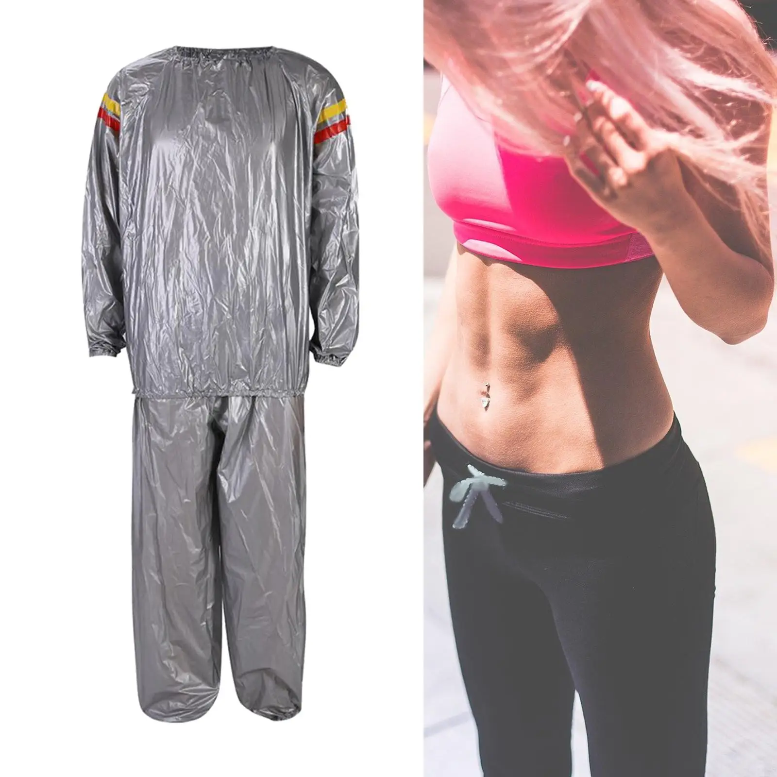 PVC Fitness Sauna Suit Full Body Tracksuit Women Men Sweat Suit for Home Gym Yoga