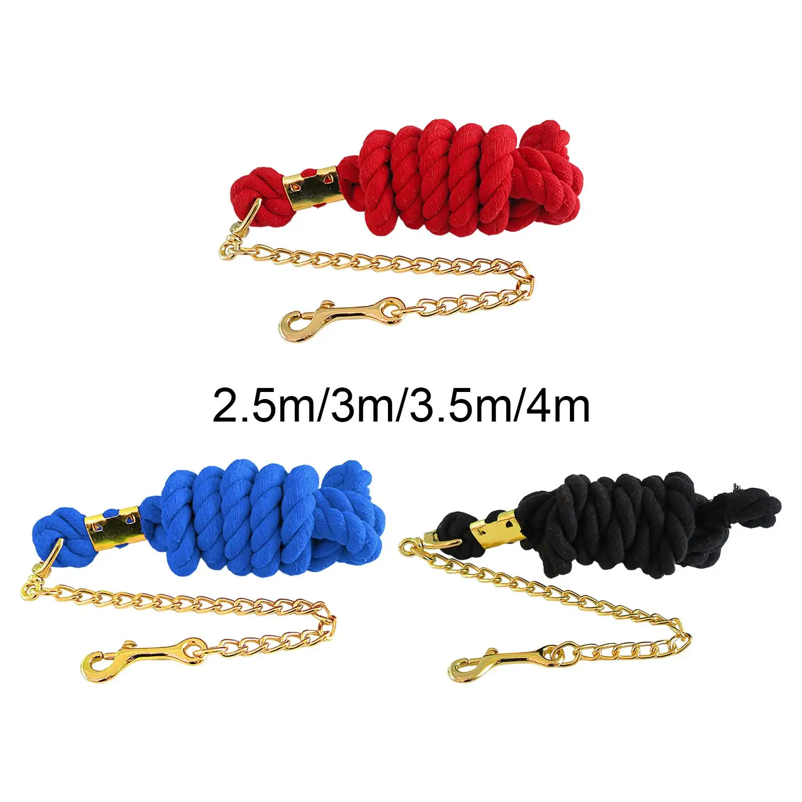 Braided  Horse Leading Rope with Chain Bolt Snap Accessory Practical Swivel Buckle Soft Handmade Easy Use Durable Heavy Duty