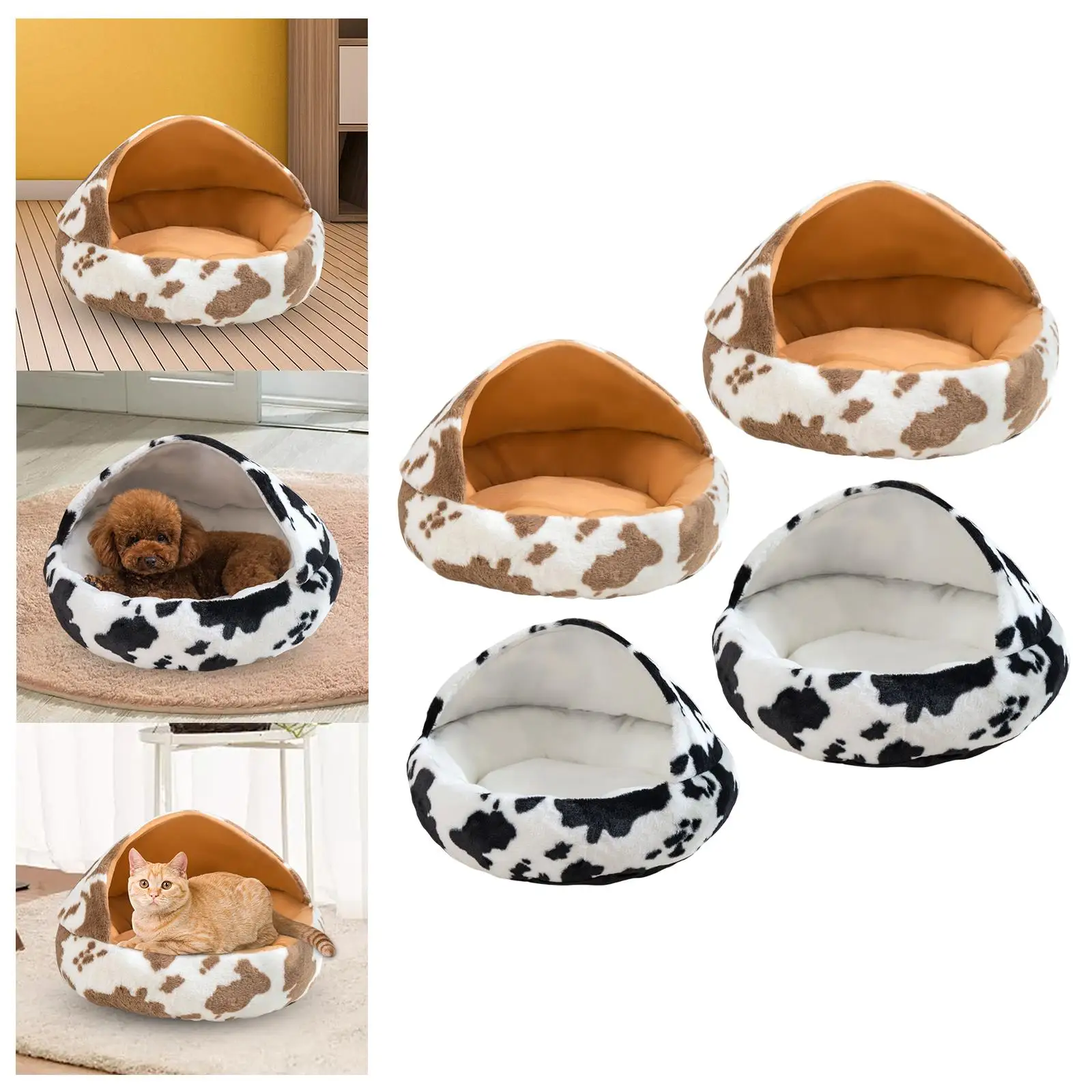 Cave Cat Bed Dog Tent Self Warming Hand or Machine Washable Warm Pet House for Small Medium Dog Kitty