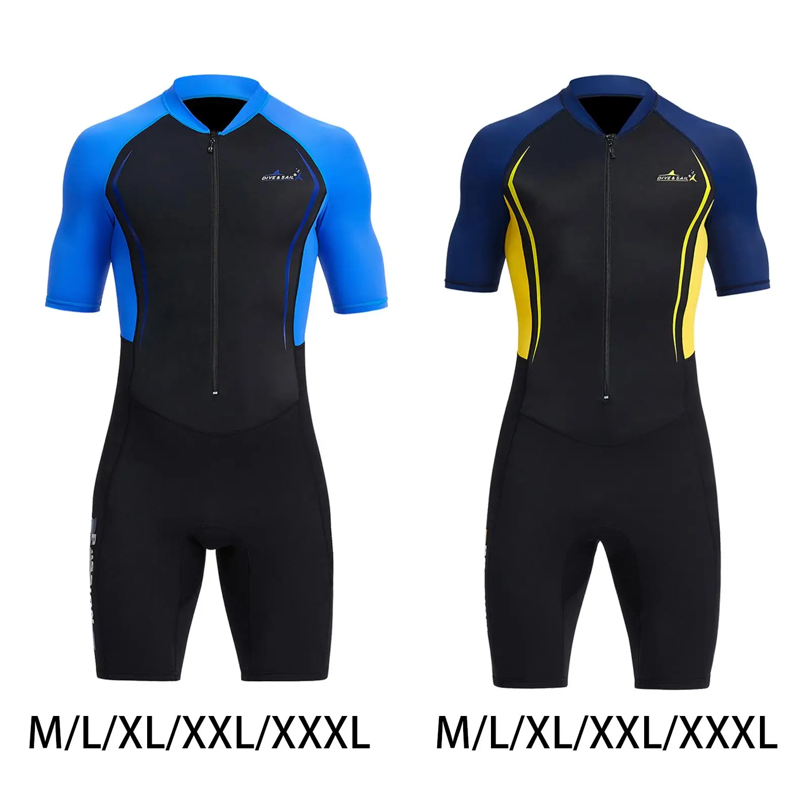 Mens Shorty Wetsuit One Piece Front Zip 1.5mm Sunproof Diving Suit for Swimming