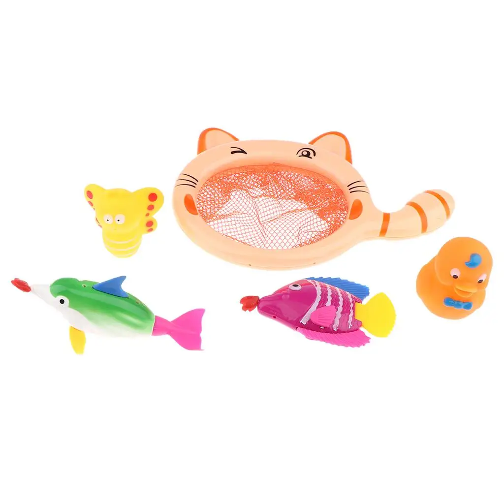 Bath Toys Set Fishing Net Floating Animals Water Toy Baby Bathroom Bath Game