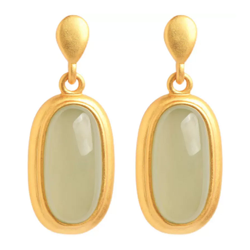 VOQ Retro Hetian Jade Ohrringe Braut Schmuck Charme Mädchen Neue Mode Elegante Hochzeit Party Zubehör Geschenke Ohrringe – Detail 9