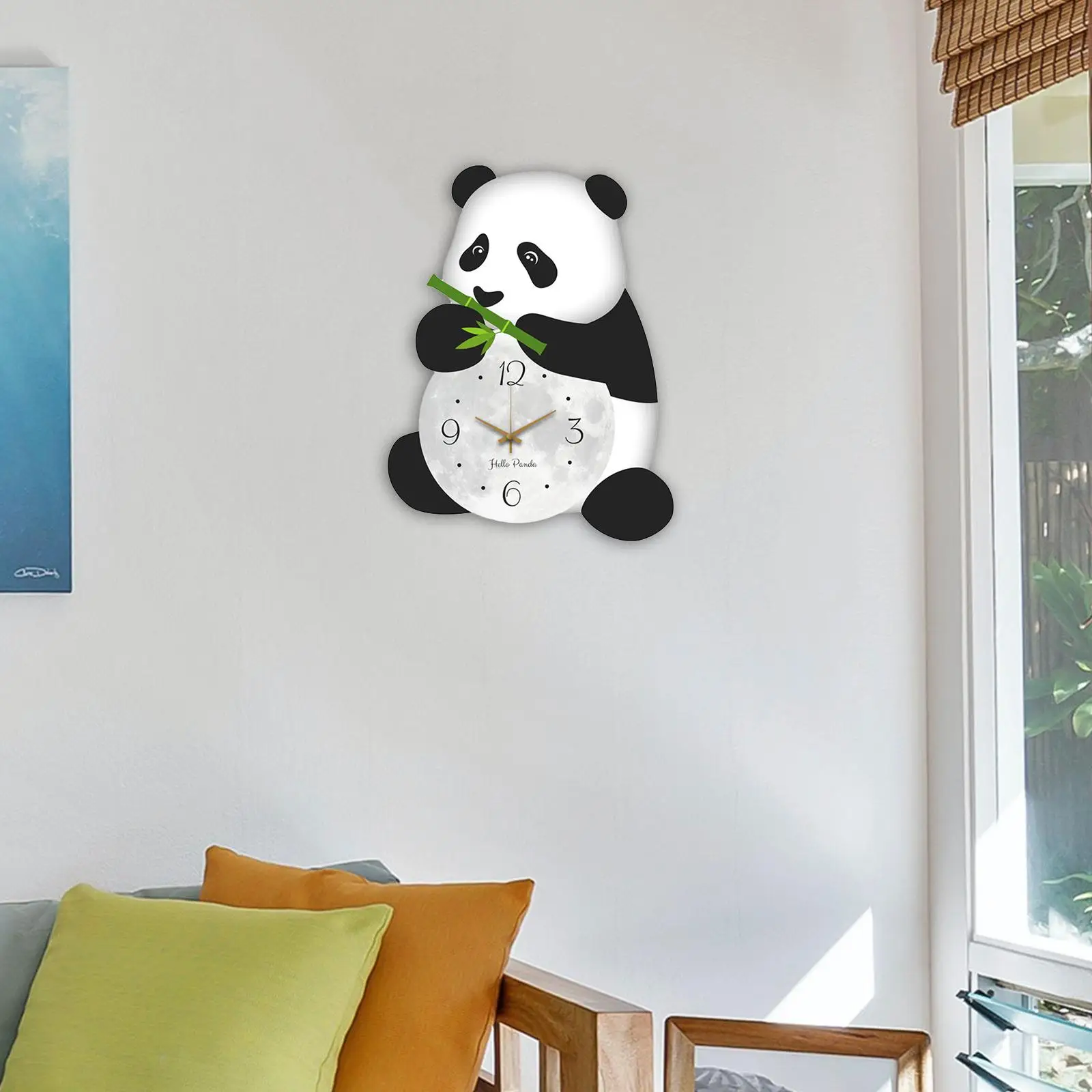 Panda Wall Clock Silent Small Wooden Creative Decorative Clock Wall Hanging Clock Animal Wall Ornament for Kitchen Home Decor