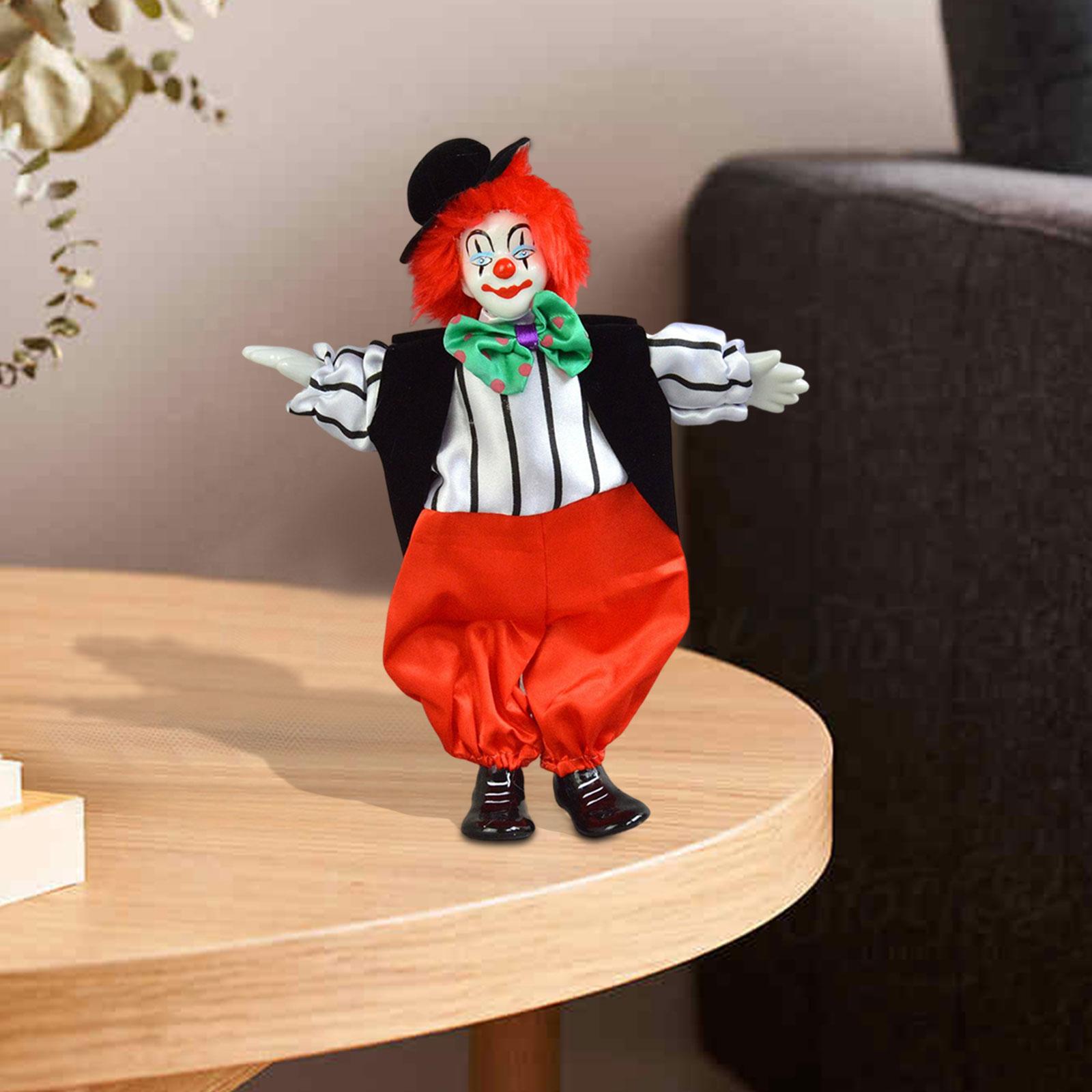 Clown Doll Ornament Sitting & Standing Porcelain Clown Model for Holiday