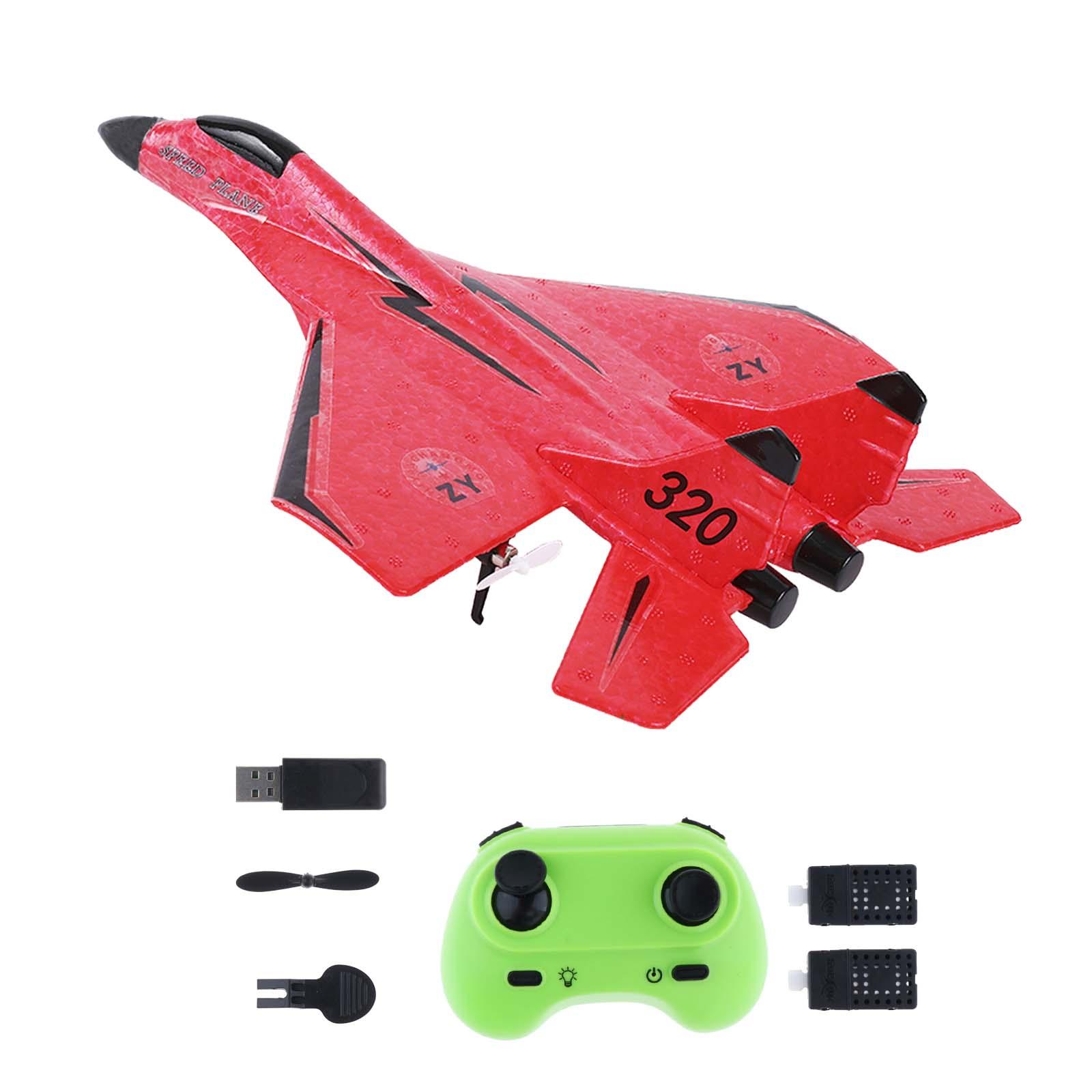 RC Fixed Wing Plane Gift with LED Cool Light Portable Outdoor Toys 2.4G 2 Channel RC Glider for Adults Kids Boys Girls Beginner