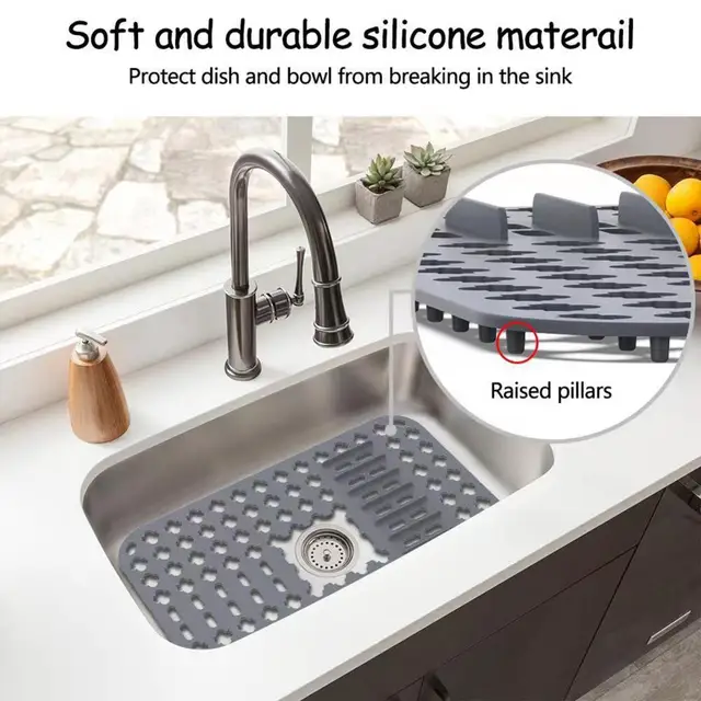 Silicone Kitchen Sink Saddle Heat Resistant Non-slip Sink Mat Easy to Clean  T5EF - AliExpress