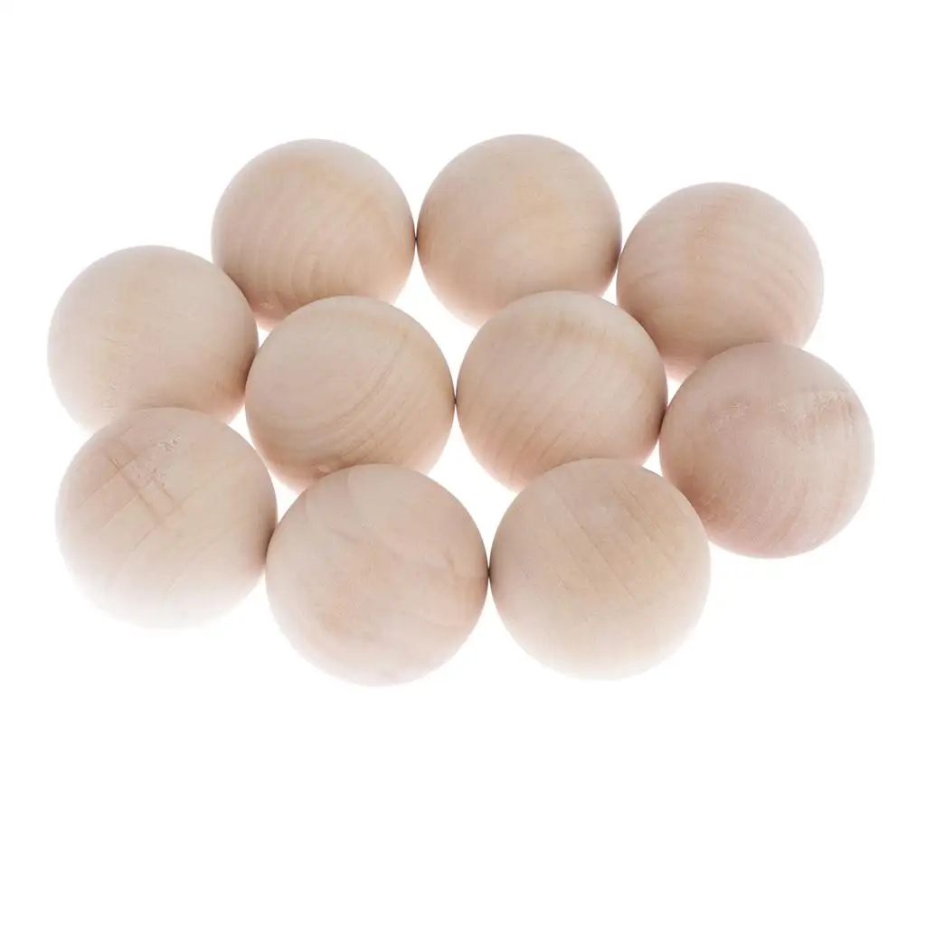 10x Hardwood Balls Solid Natural Beech Wooden Balls Beads Crafts Making 40mm