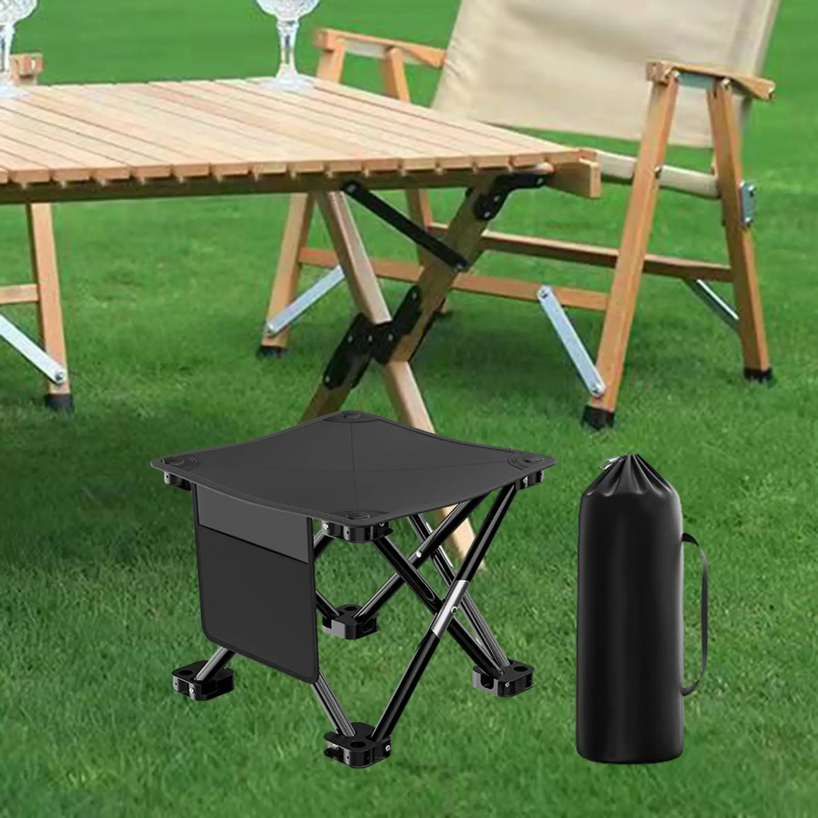 Camping Folding Stool Stable Foldable Footstool for Travel Outdoor Lounge Patio Recliner Lazy Ottomans Lightweight