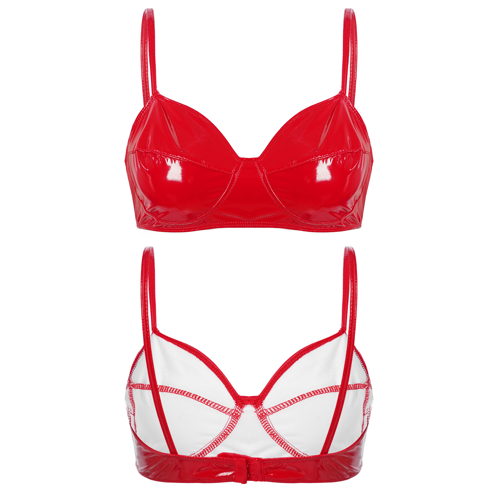 Women's Glossy Patent Leather Bra Top Image 1