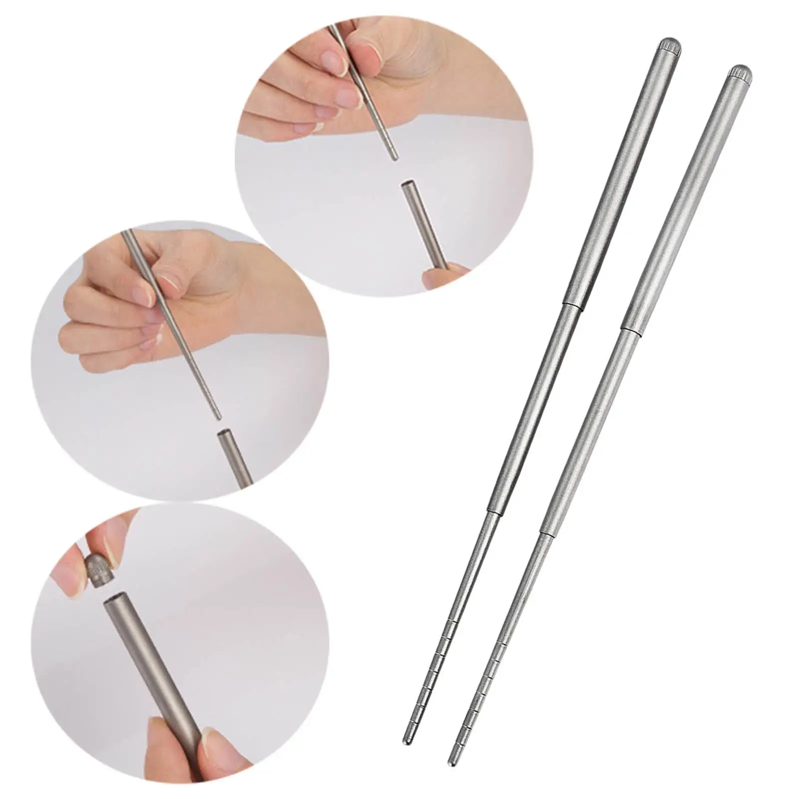 Portable Titanium Folding Chopsticks Cutlery Reusable Retractable Tableware Flatware for Camping Outdoor School Backpacking BBQ
