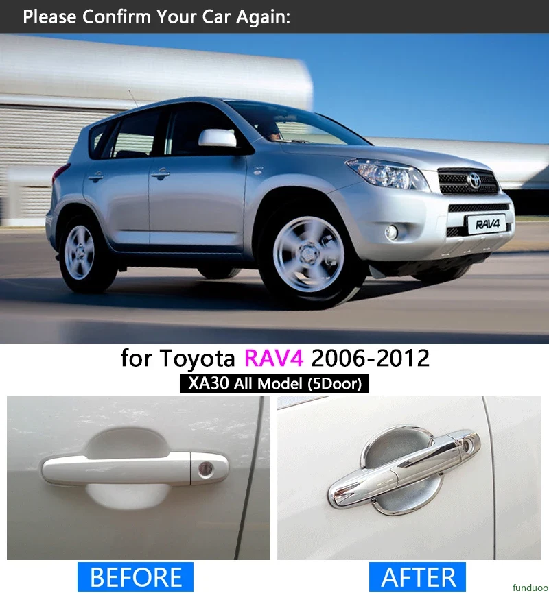 Für Toyota RAV4 RAV 4 2006 2007 2008 2009 2010 2011 2012 2013 XA30 Chrom Auto Türgriff Abdeckungen Aufkleber Styling Zubehör – Detail 3