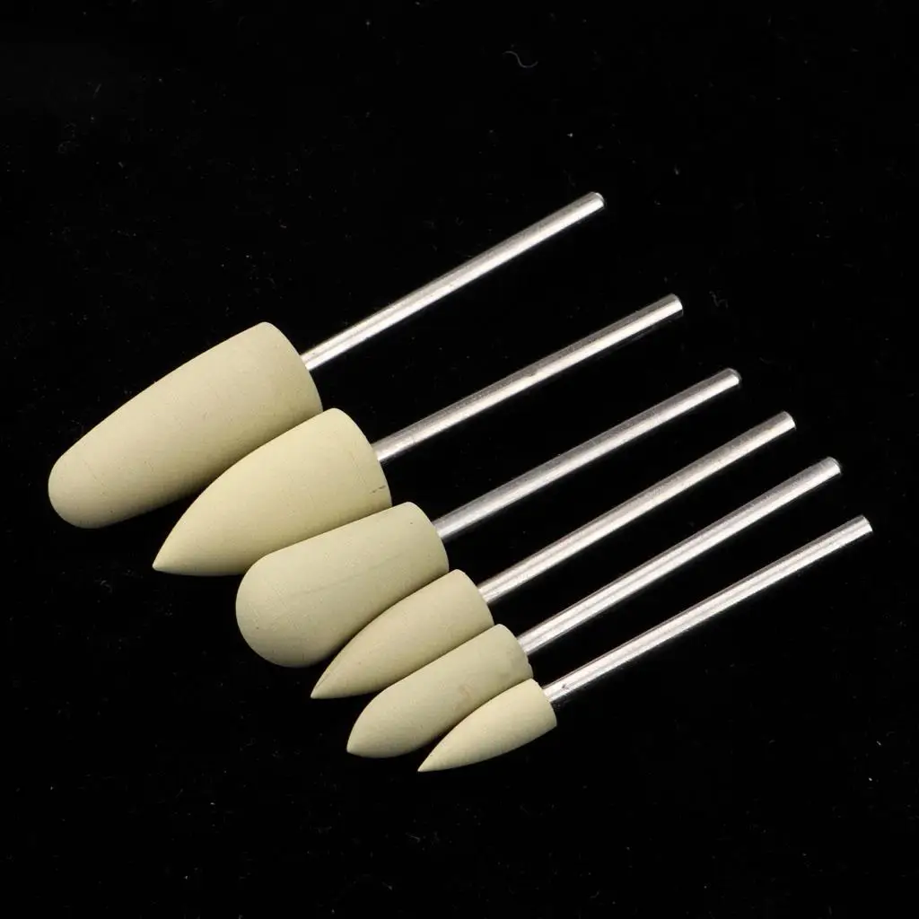 6x 2.35mm Silicone Bit Electric Rotary Burrs for Nails Reshaping