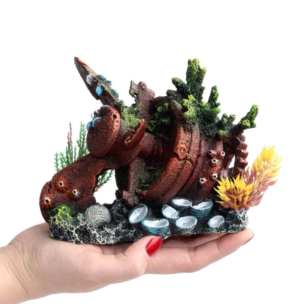 Resin Crafts Aircraft Engine Wreckage Model Gifts Collections Creative Simulation for Fish Tank Aquarium Decor