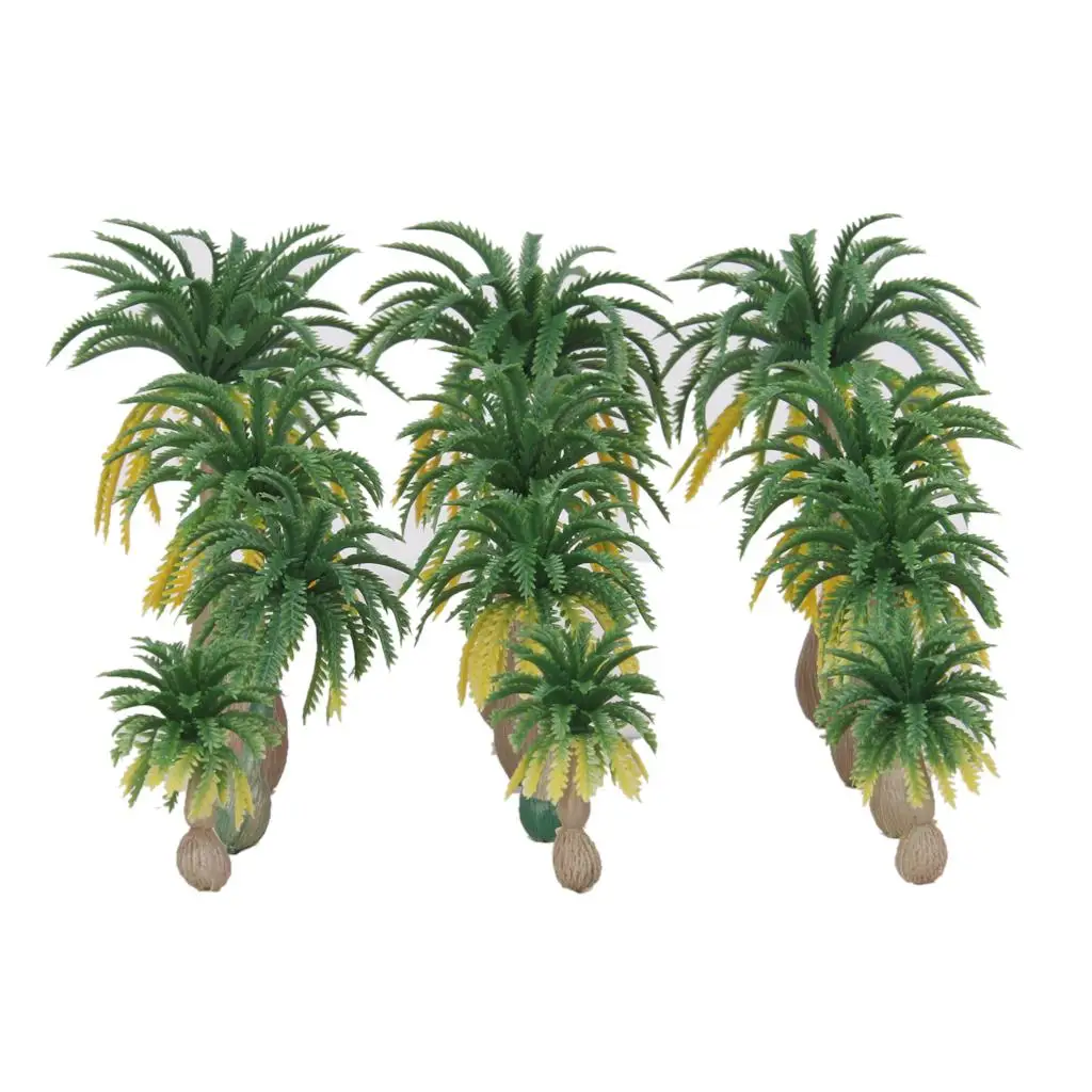 Pack of 12 Landscape Model Palm Trees for Train Architecture Scenery 