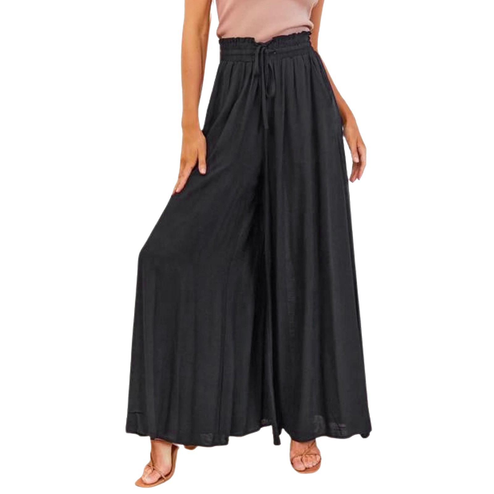 Athletic Clothing for Women Womens Cargo Pants Women's Wide Leg Pants Flowy  Drape Ruffle Navy Blue Casual Pants for Women| | - AliExpress
