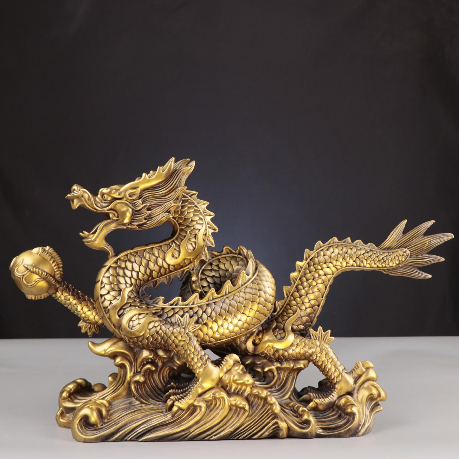 Feng Shui Dragon Statue Good Lucky Gifts Tabletop Decor Prosperity Decorative Figurines Sculpture for Indoor Home Decor Office