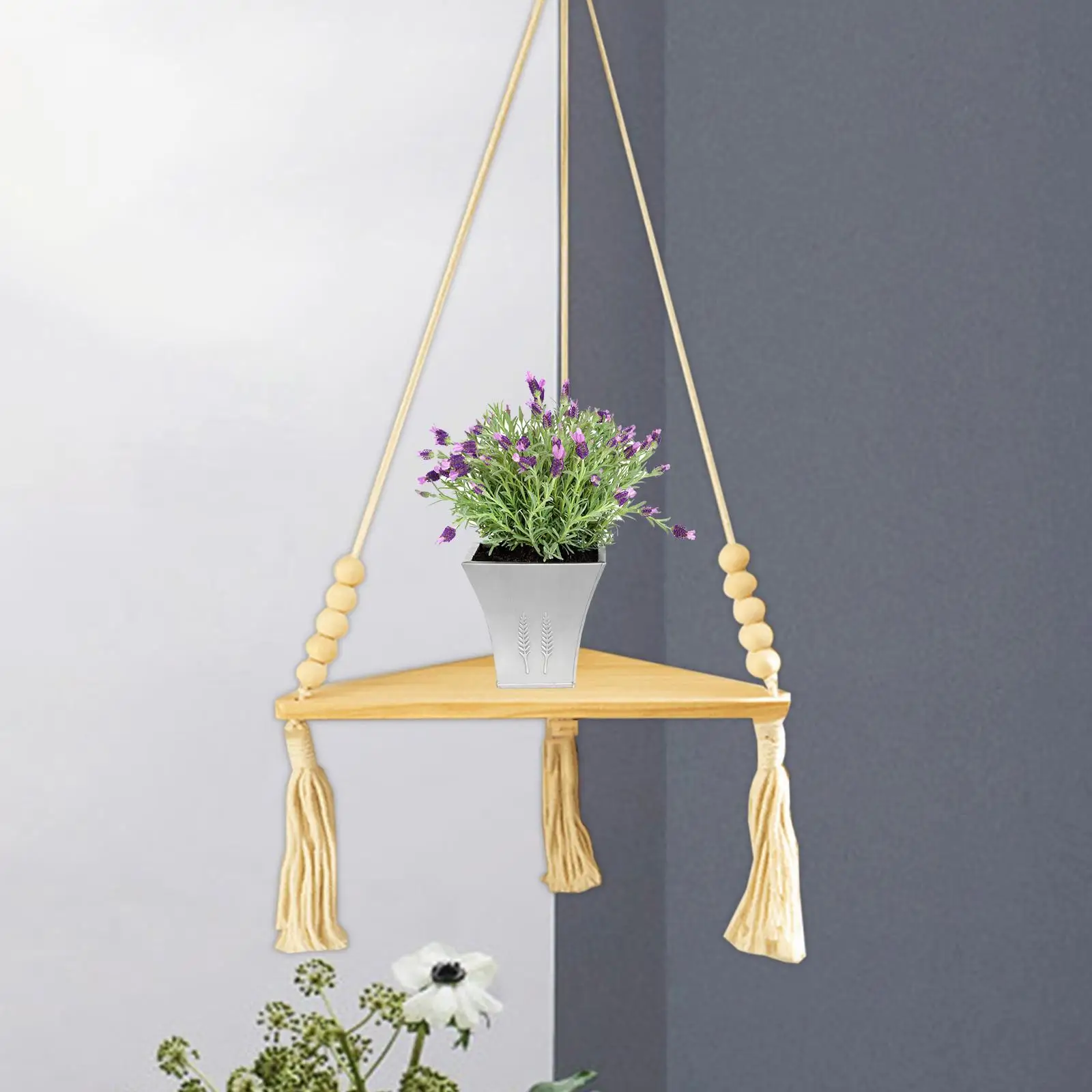 Plant Hanger Storage Shelf Home Decor Bohemia Modern Triangle Hanging Plant Stand for Balcony Garden Indoor Room Corner