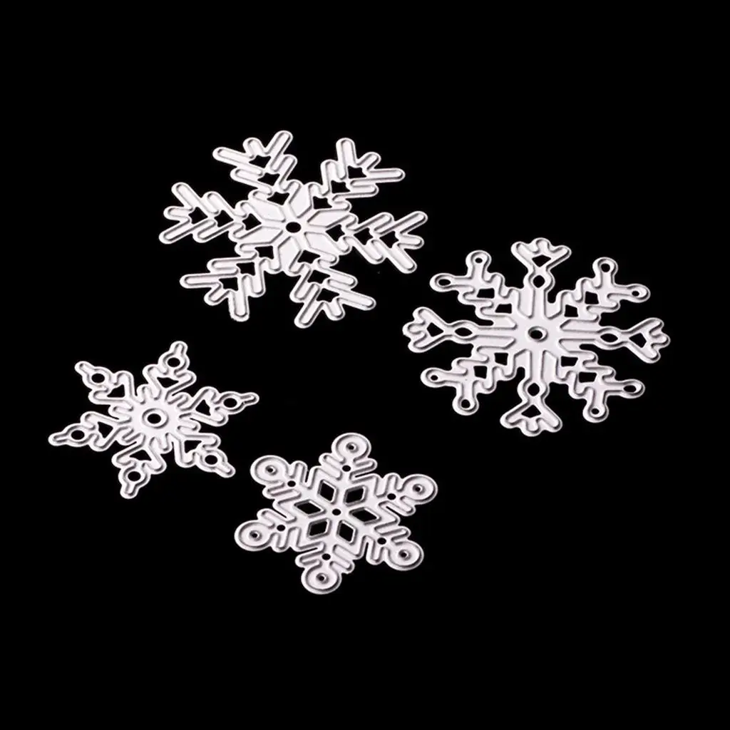 4 Pieces Snowflake Shape Metal Cutting Dies Stencils Template Tool for