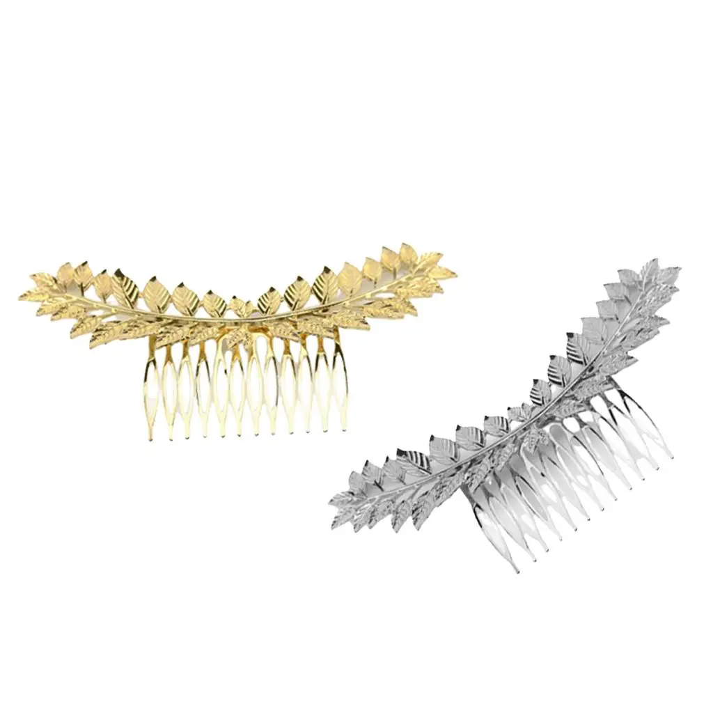 Womens Gold Plated Olive Leaves Hair Comb Long Hairpin Clip Hair Jewelry