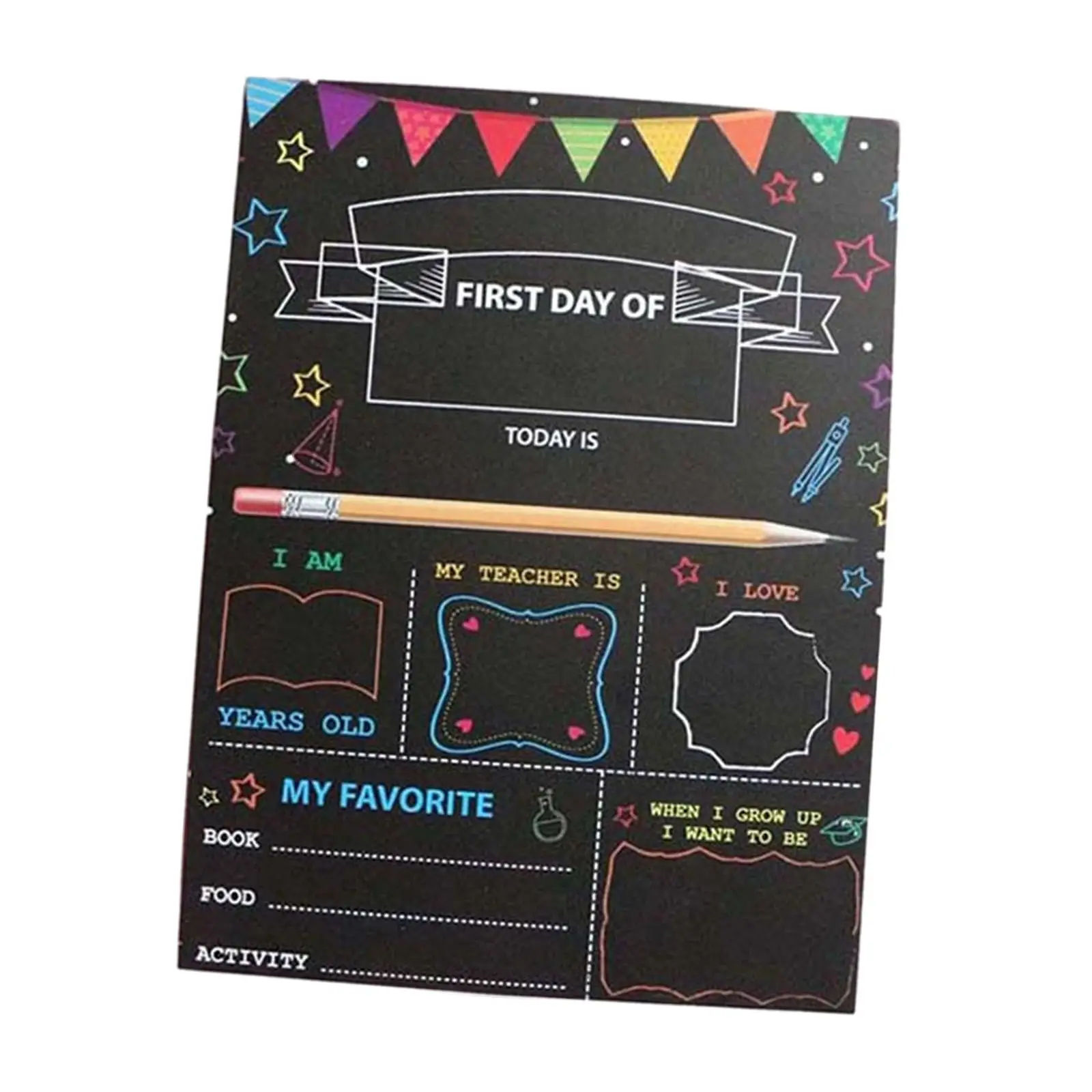 First Day of School Board Sign Double Sided 30.5x22.5cm Easy to Clean Portable Office Reception Nursery Milestone Chalkboard