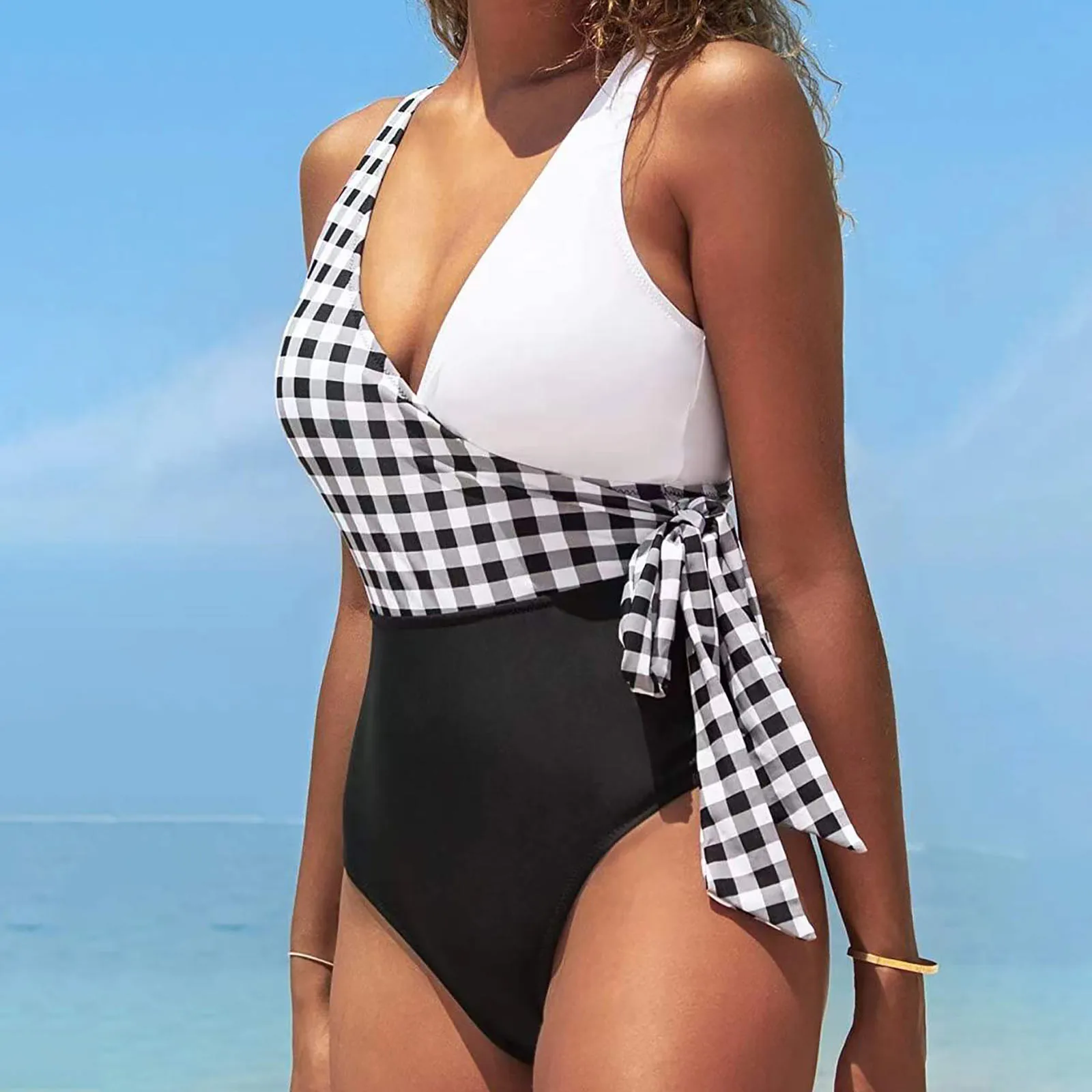 Swimsuit Women 2022 Splicing High Cut One Piece patchwork Swimwear Female Bather Bathing Suit Swim Lady beach bathwear cover up beachwear