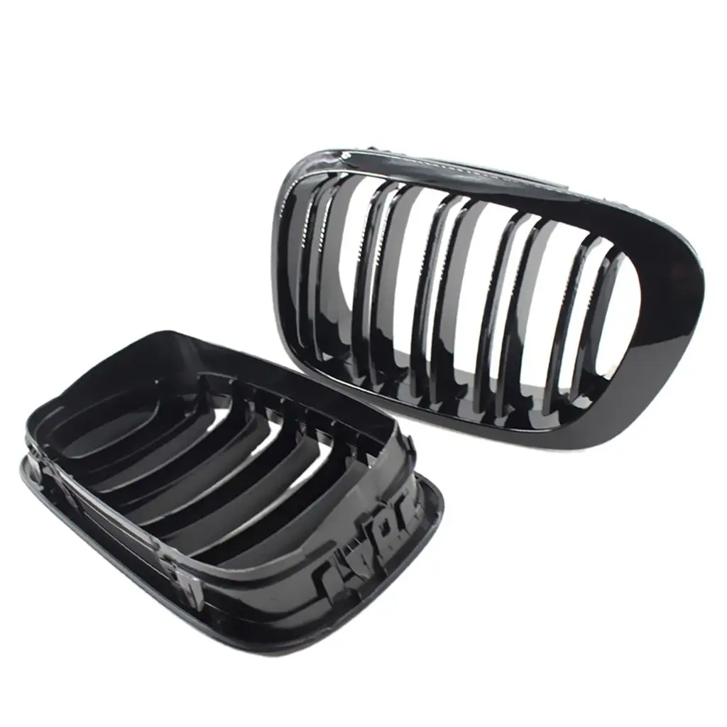 Pair Gloss Black Front Kidney Grilles Grill for  E46 99-02 2 Door NEW