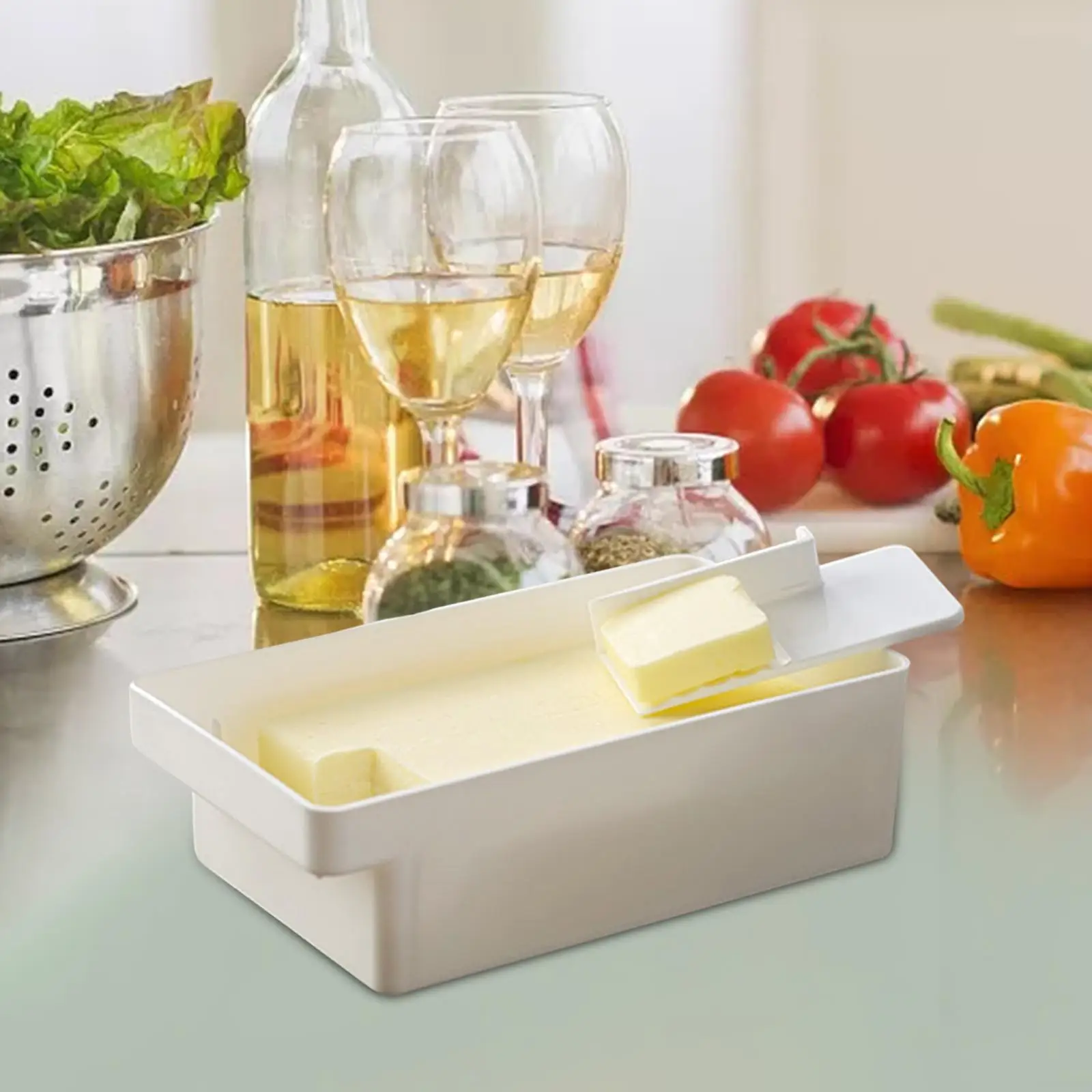 Butter Cutting Storage Box Butter Keeper with Cover White for Refrigerator
