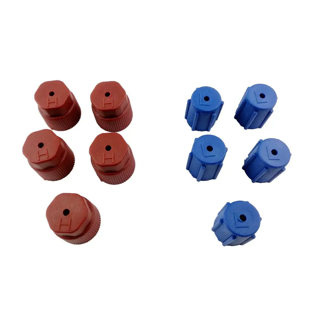 AC Charging Port R134a Side Air Conditioner Cap 13mm Blue & 16mm Brown 4PCS