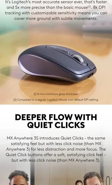 Original Logitech MX Anywhere 3S Wireless Mouse 8000DPI MagSpeed SmartShift  Bluetooth Office Mice Precise Tracking Quiet Click - AliExpress
