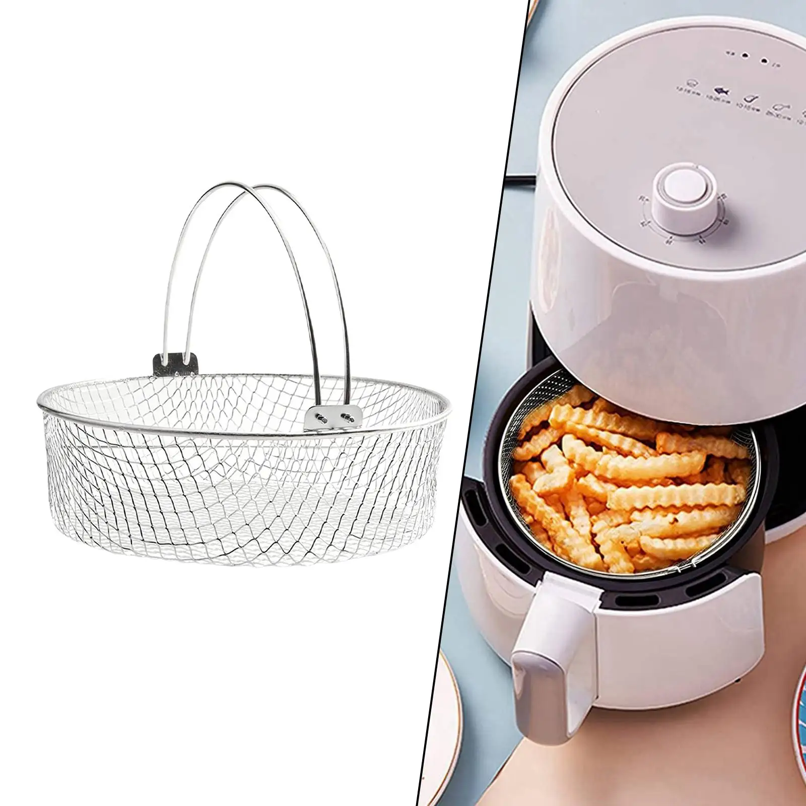 Air Fryer Basket with Handle Accessories Removable Deep Fry Mesh Basket for Baking