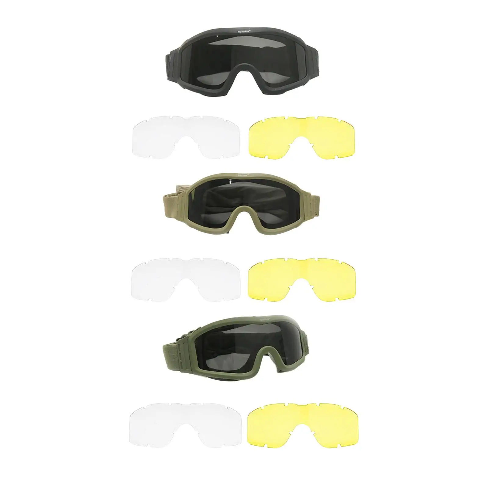 Black Transparent Yellow Goggles Glasses Adjustable for Cycling Shooting