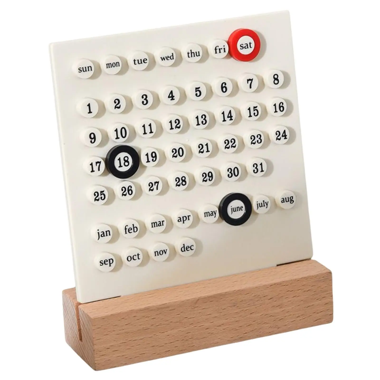 Wooden Perpetual Calendar Ornaments for Kid Desktop Montessori Date Planner