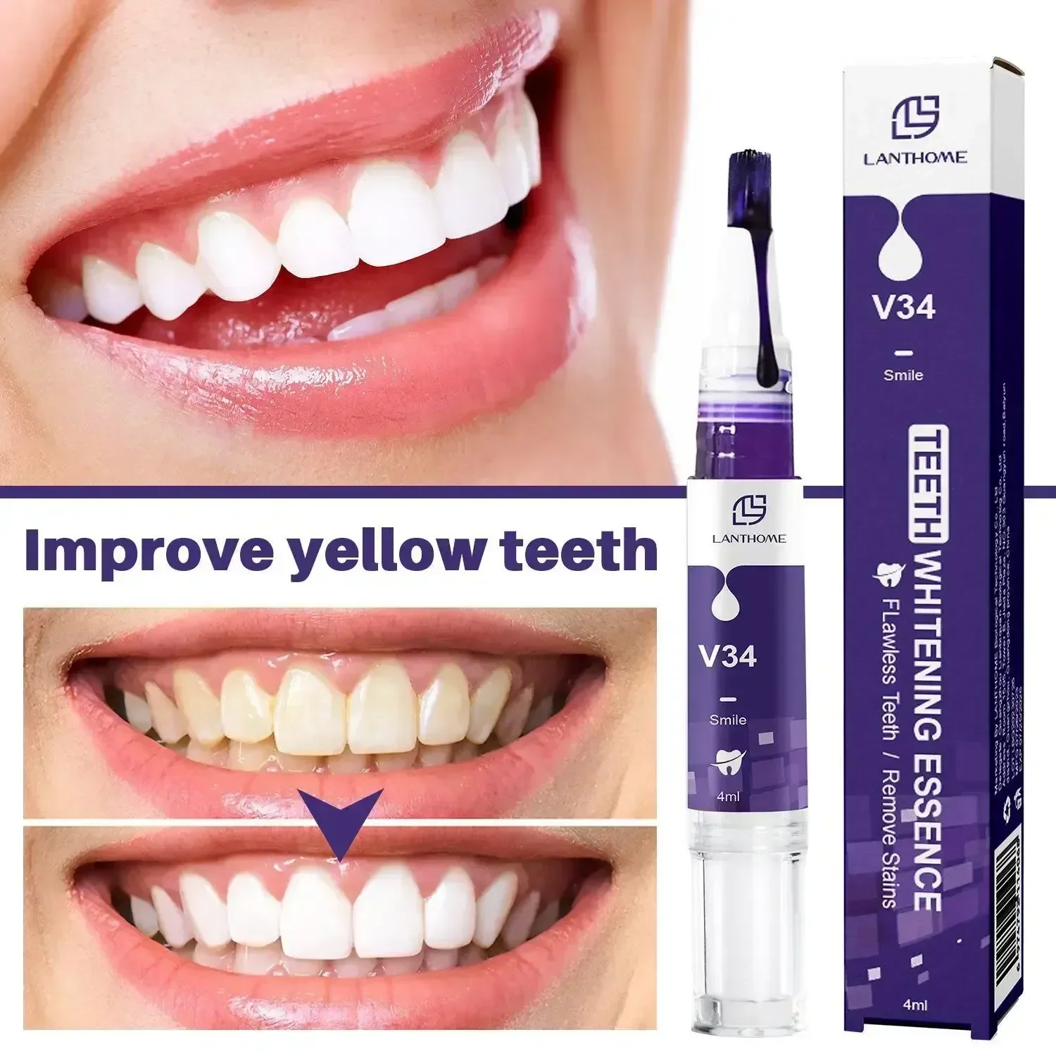 Best of V34 Teeth Whtening Toothpaste Pen Tooth Gel Brighten Clean Serum Stains Remover Travel Partable Purple Color Toothpaste Pen Reviews & Tips