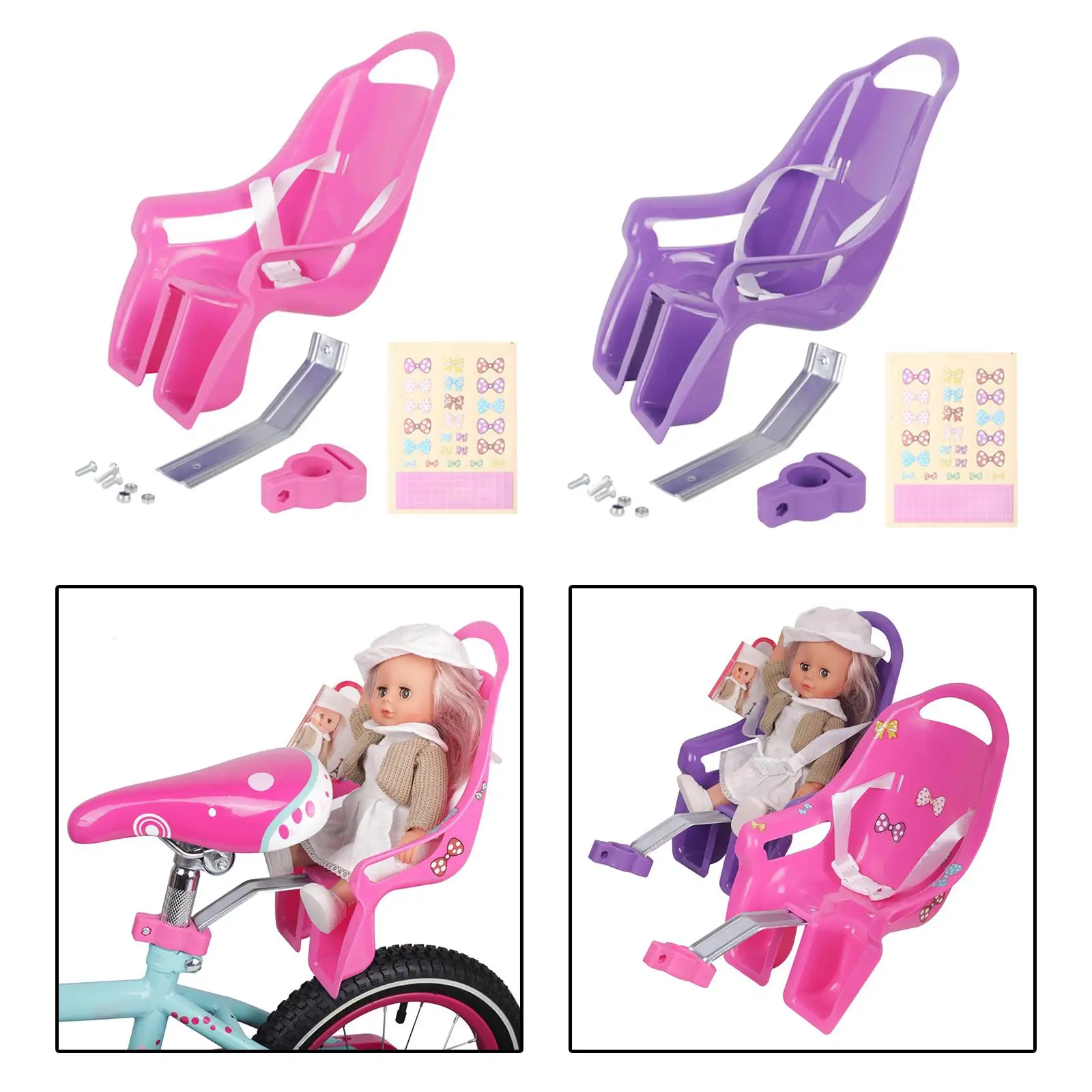 Girls Bike Doll Seat Bicycle Accessories with DIY Decals Bike Decoration for Girls