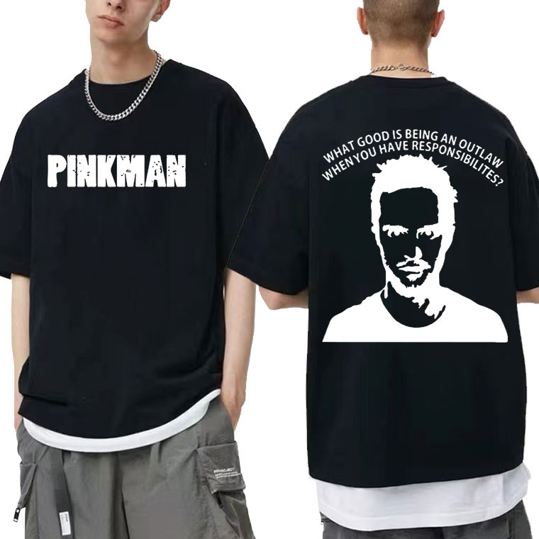 TV-Serie Breaking Bad Jesse Pinkman Doppelseitiger Druck T-Shirt Herren 100 % Baumwolle T-Shirts Männer Frauen Mode Übergroßes T-Shirt – Detail 2