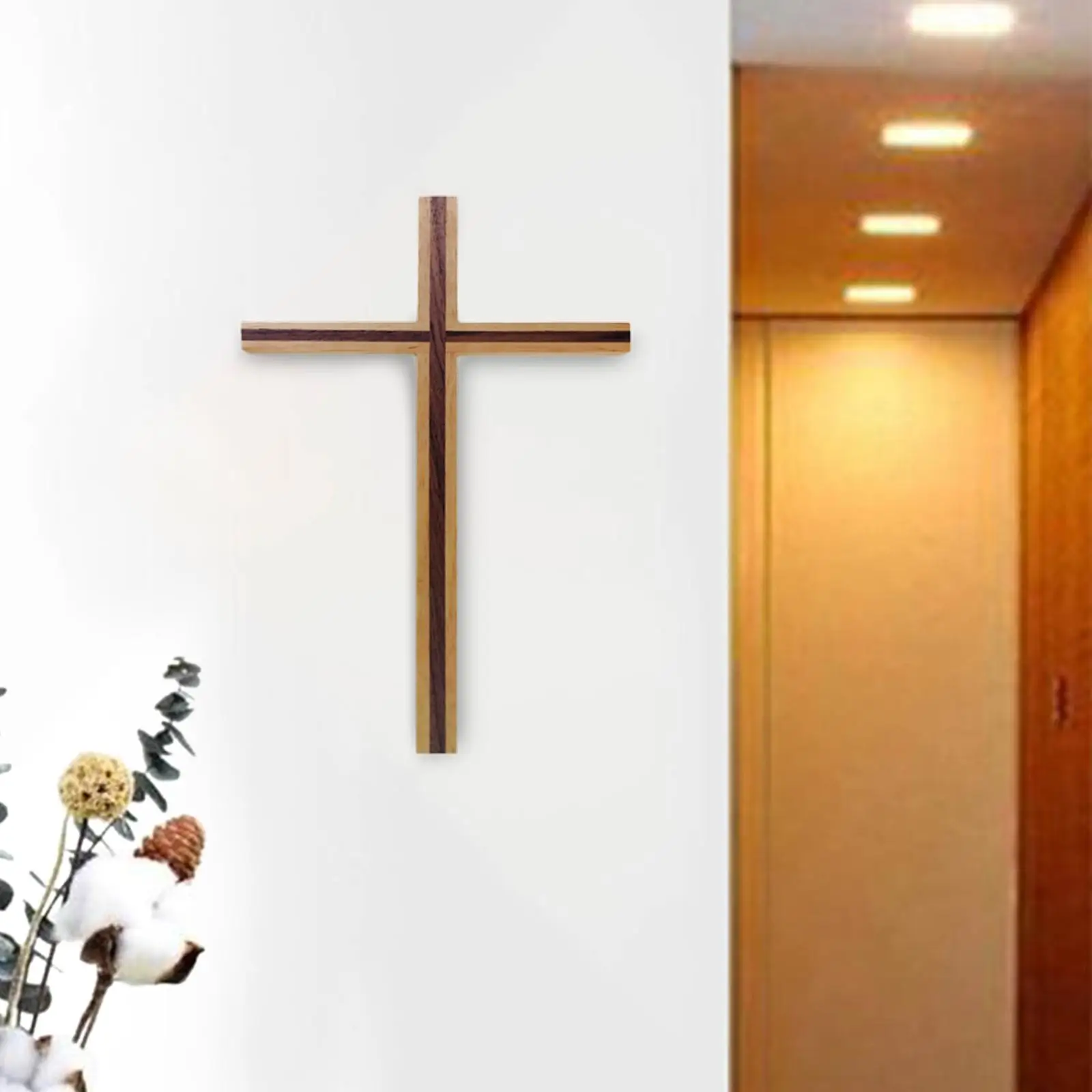 Wood Cross Jesus Prayer Wall Hanging Crucifix Ornament Thanksgiving Bedroom