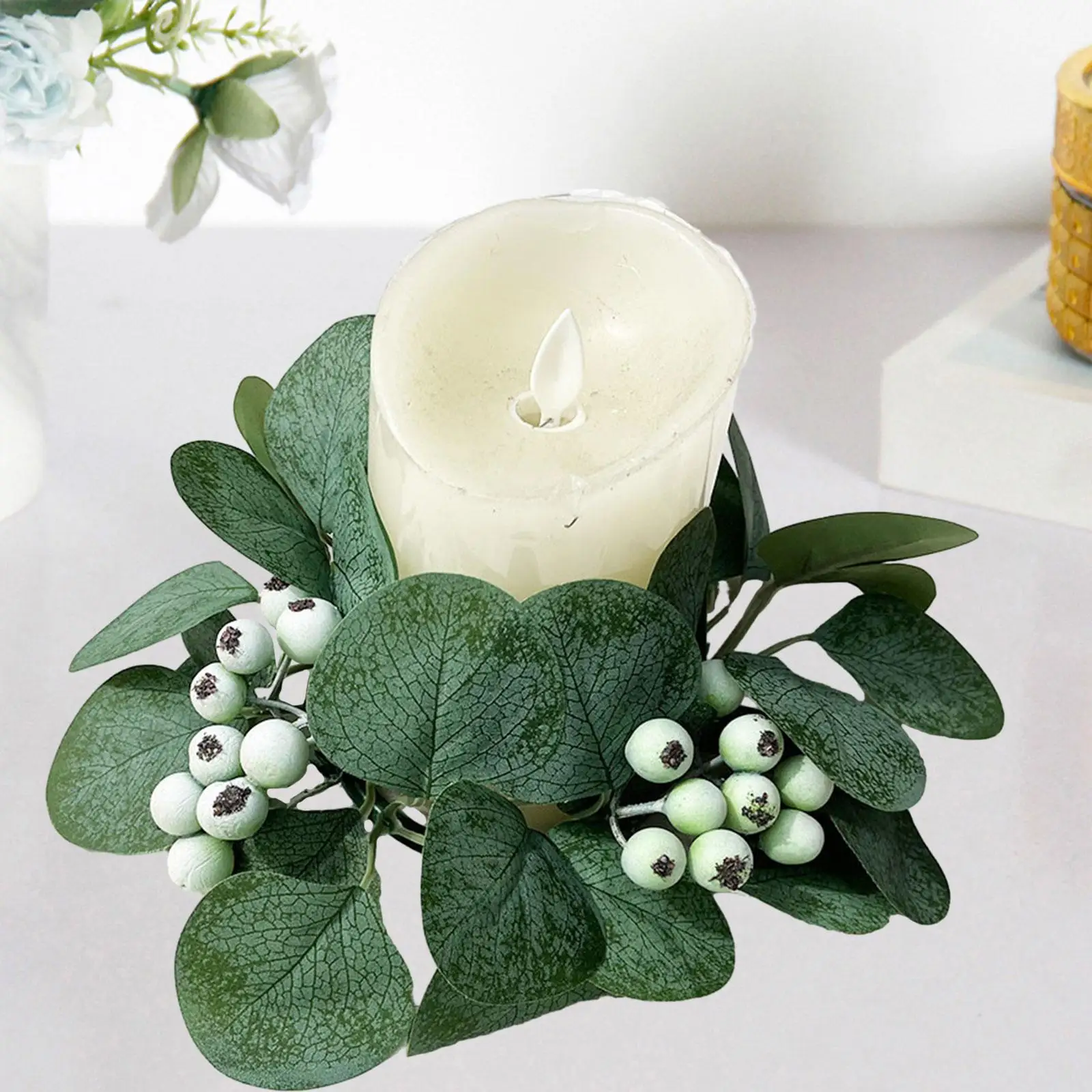 Candle Ring Wreath Small Boho Wreath for Tabletop Wedding Front Door