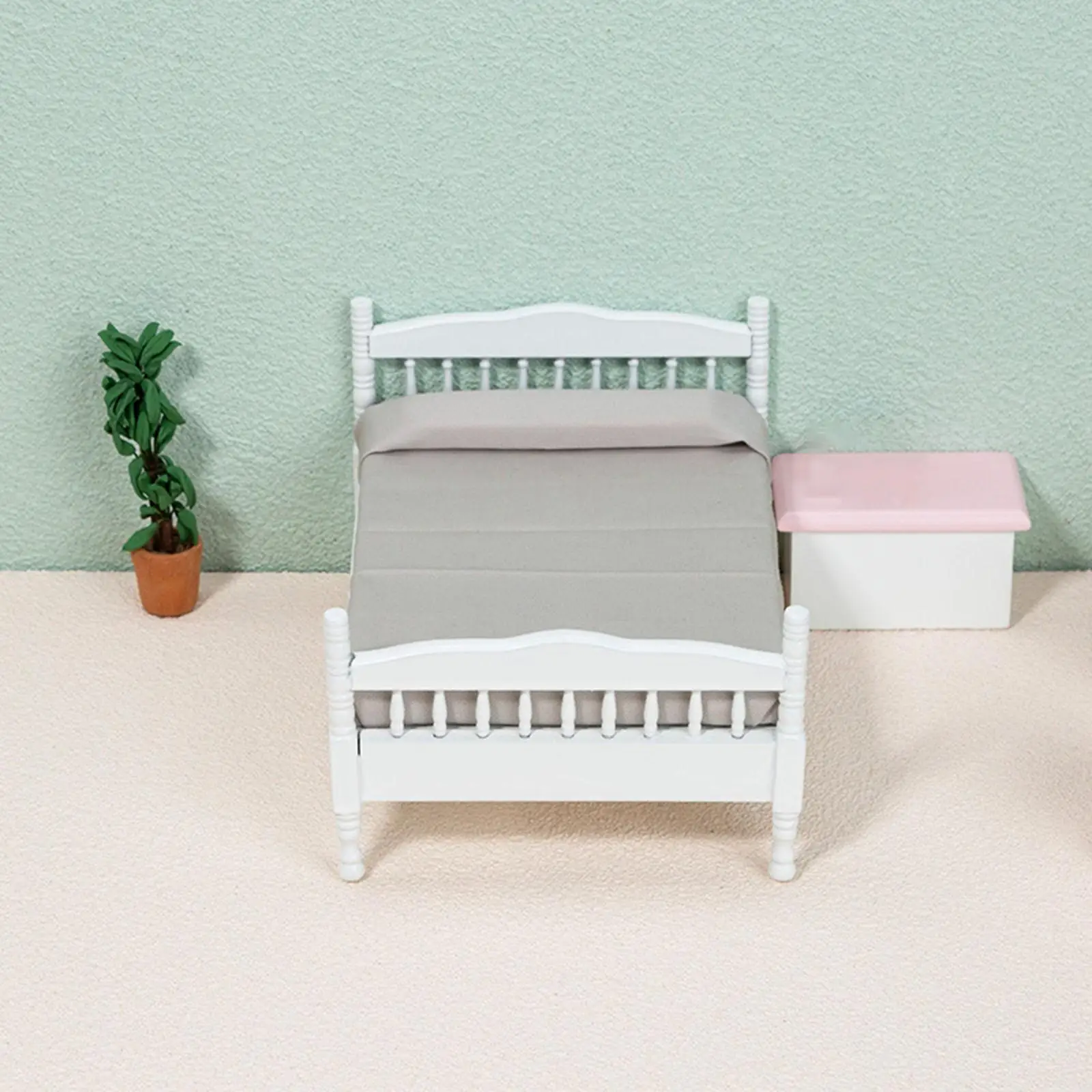 Dollhouse Mini Bed Doll House Furnishings Dollation Accessories Double Bed for Doll House Lover