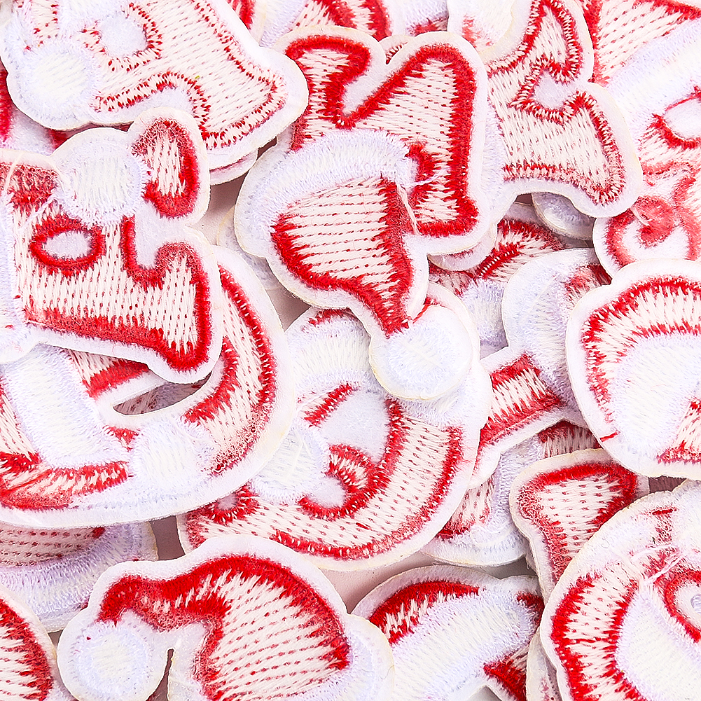 26 Stück Weihnachtsserie Buchstaben-Patch, Alphabet, roter Hut, Mütze, Weihnachtsmann, Stickerei, Eisen auf Applikation, DIY-Stoff, Patchwork-Handwerk – Detail 6