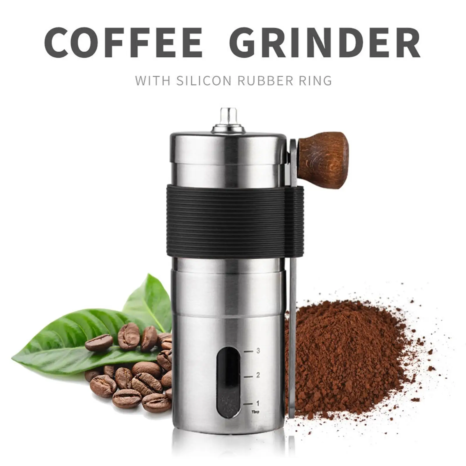 Portable Manual Coffee Grinder Stainless Steel Ceramic Burr Bean Mill
